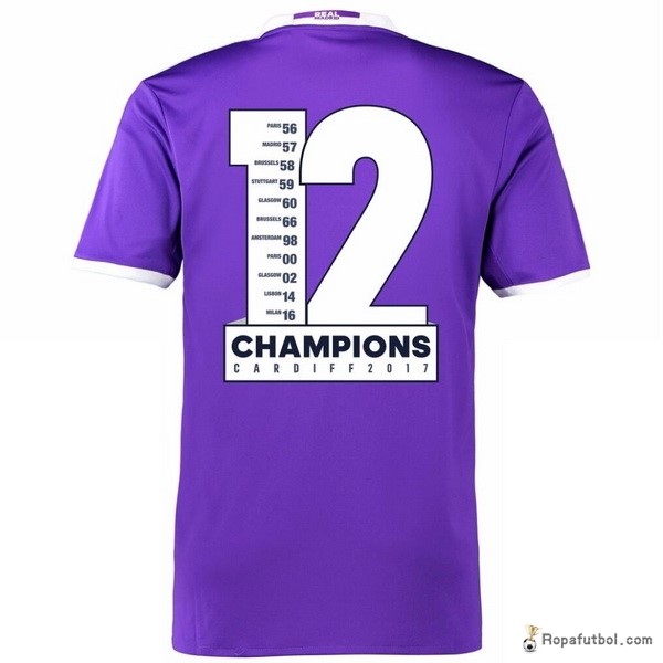 Camiseta Real Madrid Champions 12 Replica Segunda Ropa 2016/17 Purpura